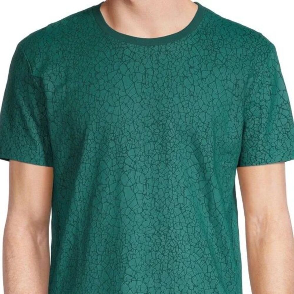 NWOT Mens Small Eleven Paris "Crackle" Tee with Emerald Green Rubberized Finish